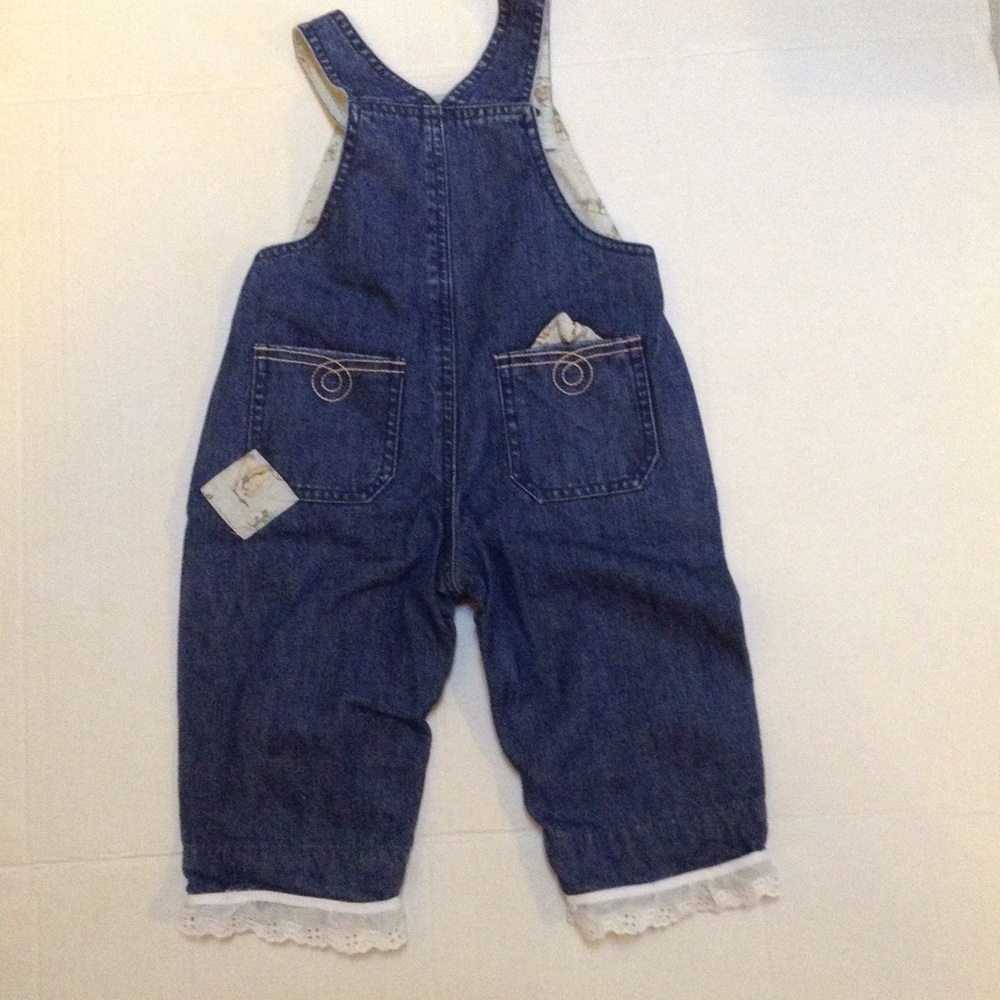 Gymboree Blue Denim One Piece with White Lace Trim - Picture 5 of 6
